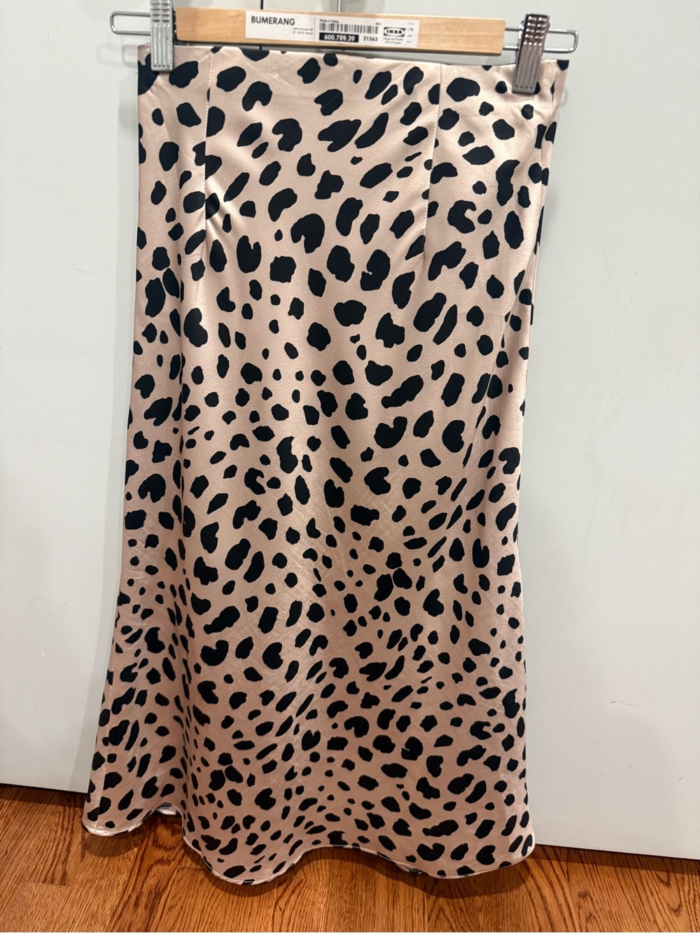 Aqua (Bloomingdale’s) Satin Leopard Print Midi Skirt